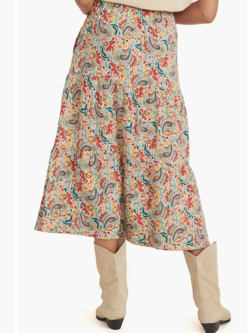 Marine Layer | Corrine Paisley Multi Double Cloth Cotton Maxi Skirt Womens Large - Picture 3 of 10